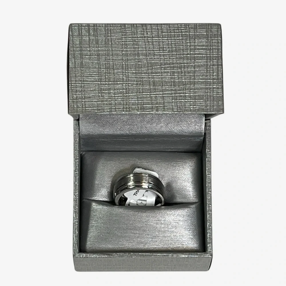 Vera Wang Men's 1/20 CT. T.W. Diamond Four Stone Wedding Band in 14K White Gold - Picture 2 of 14